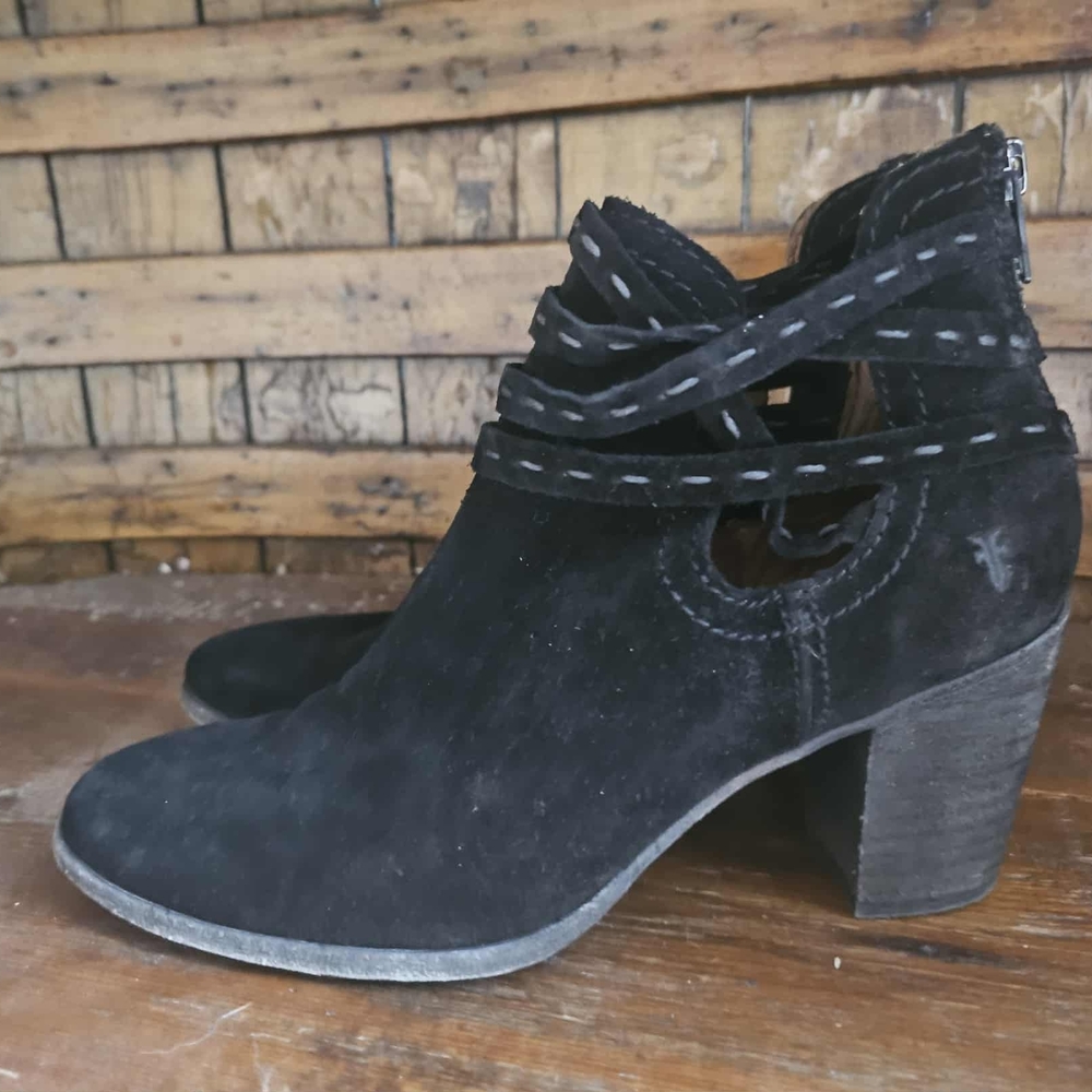 Frye Black Suede Ankle Booties